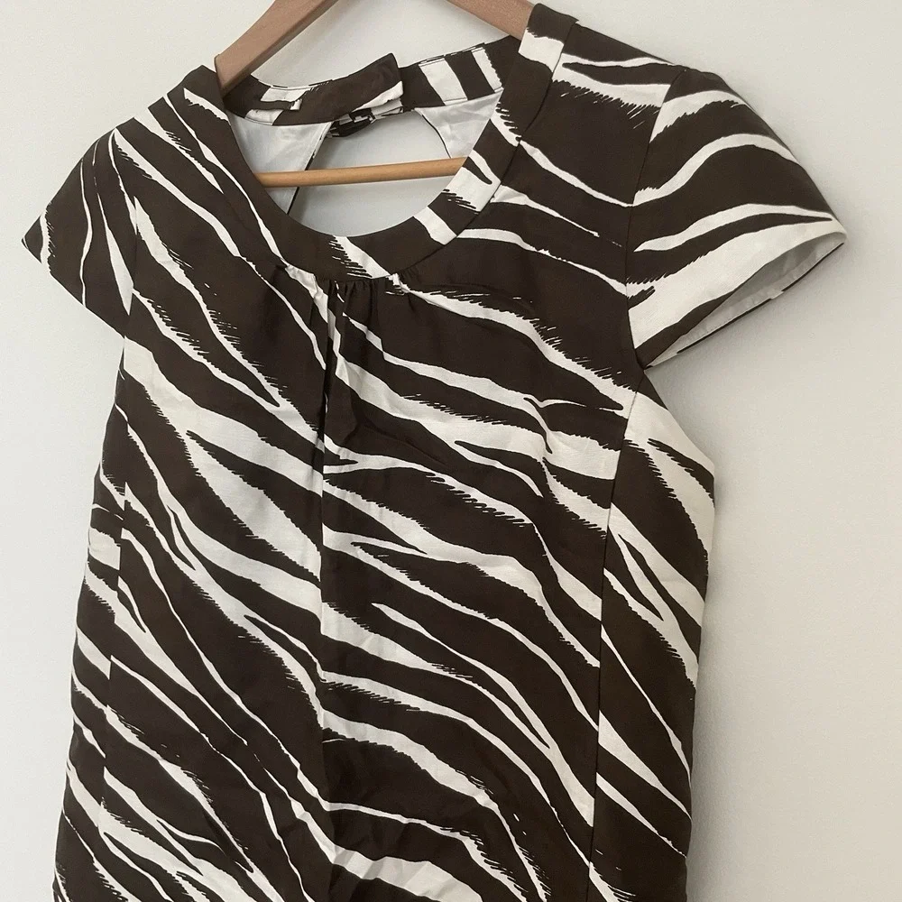 KATE SPADE New York Brown‎ Cream Print Knee Length Dress Size 8 Wedding